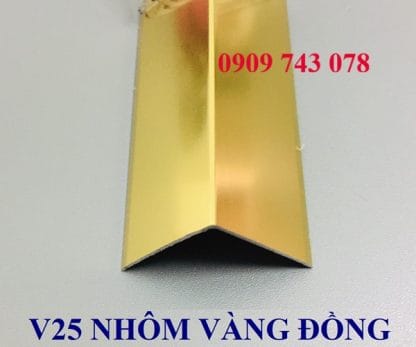 Nẹp Nhôm V25 vàng bóng