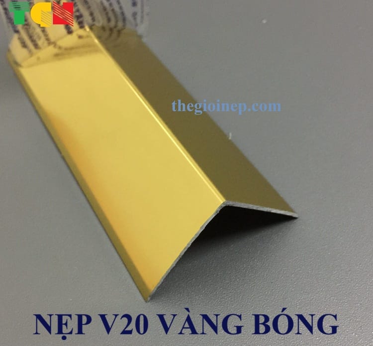 Nẹp V20 Nhôm Vàng Bóng - Ảnh 2