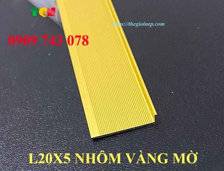 Thanh nhôm L20x5 vàng mờ
