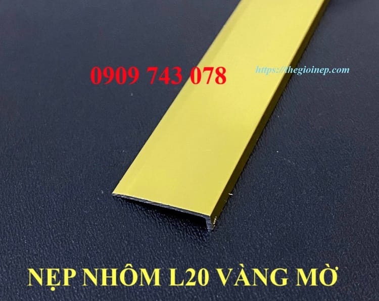 Nẹp Nhôm L20x5 vàng mờ