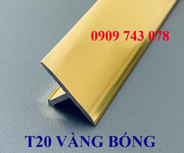 Nẹp T20 Nhôm Vàng Bóng