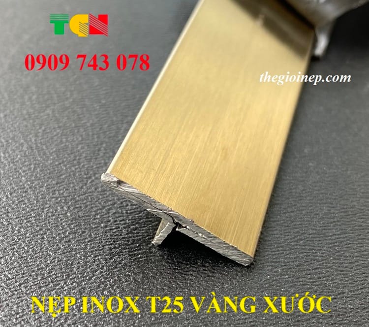 NẸP INOX T25 XƯỚC VÀNG