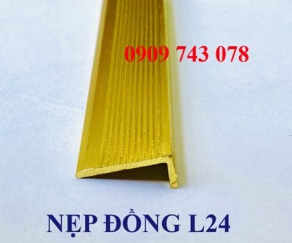 Nẹp Đồng L24x8mm Gân Chống Trơn