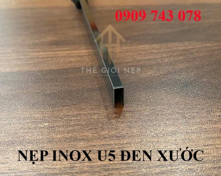 Nẹp Inox Chữ U5 Đen Xước